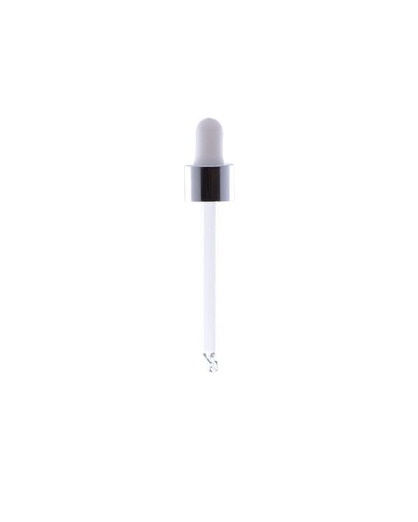 Staklena kapalica DIN18 za bocu 50ml - srebrna