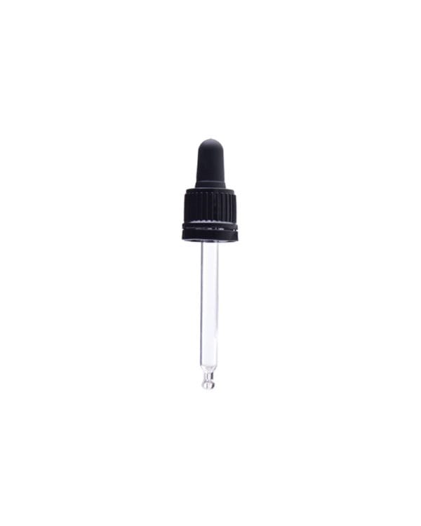 Staklena kapalica DIN 18 za bocu 30 ml, crna
