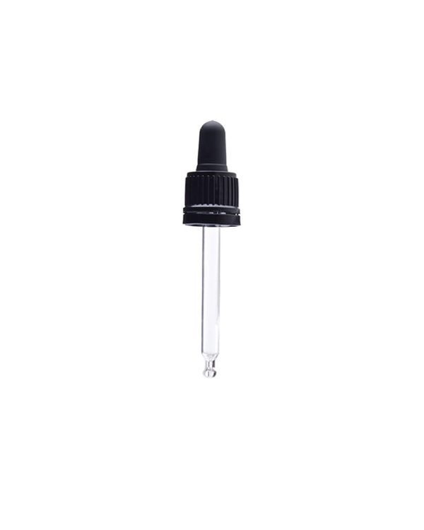 Staklena kapalica DIN18 za bocu 20ml, crna, KS