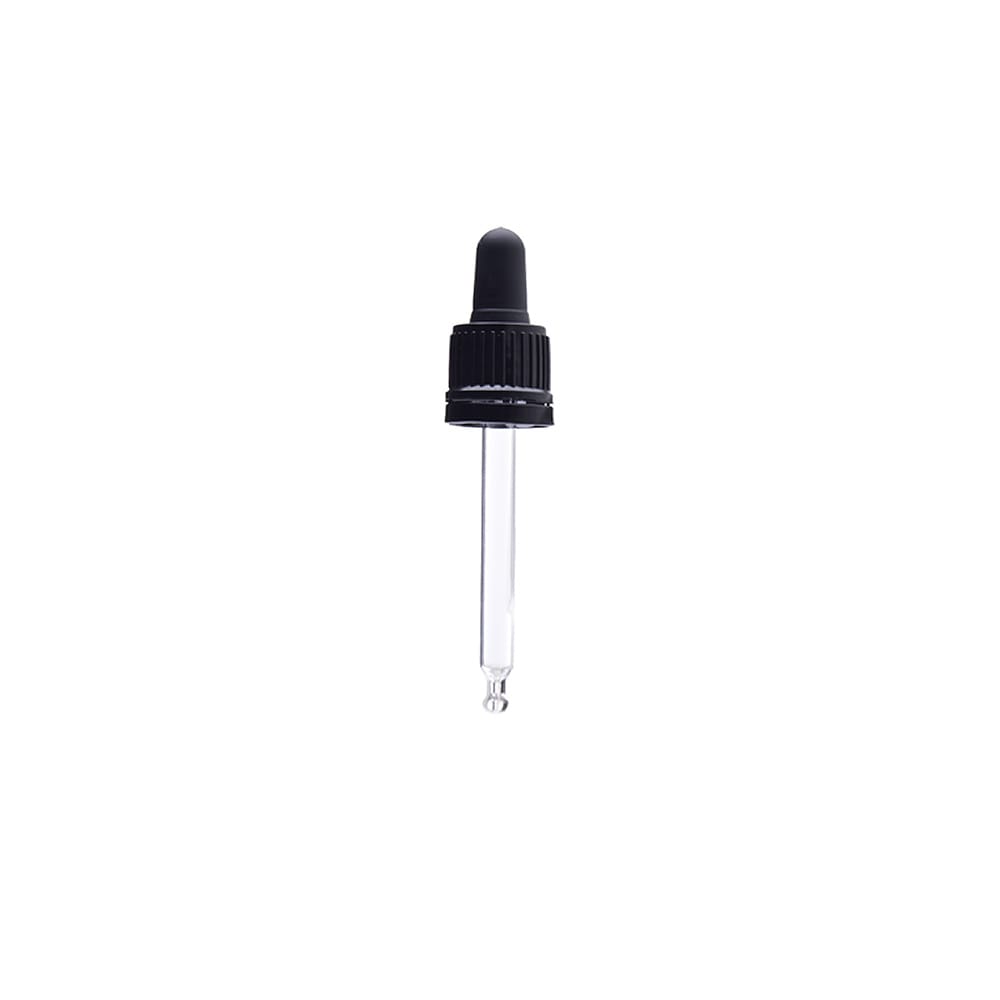 Staklena kapalica DIN18 za bocu 20ml, crna, KS