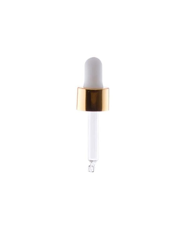 Staklena kapalica za smeđu pravokutnu bocu 30 ml, bijela/zlatna