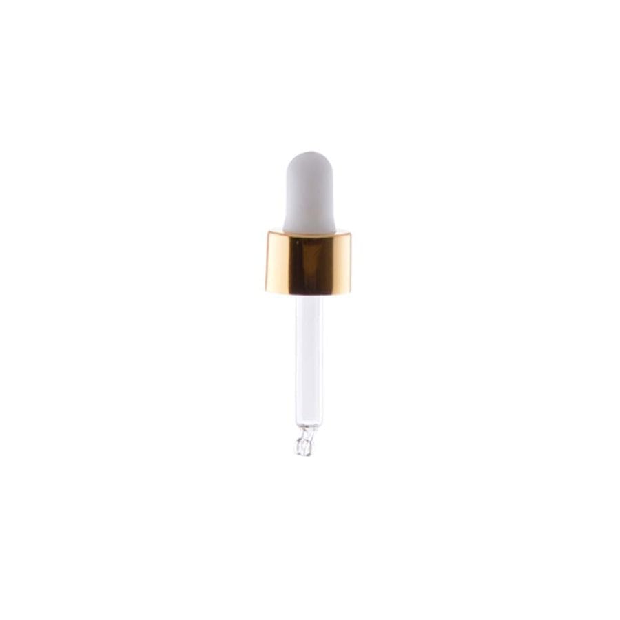Staklena kapalica za smeđu pravokutnu bocu 30 ml, bijela/zlatna