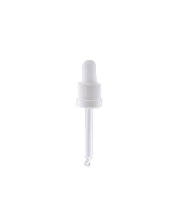 Staklena kapalica DIN 18 za bocu 30 ml, bijela